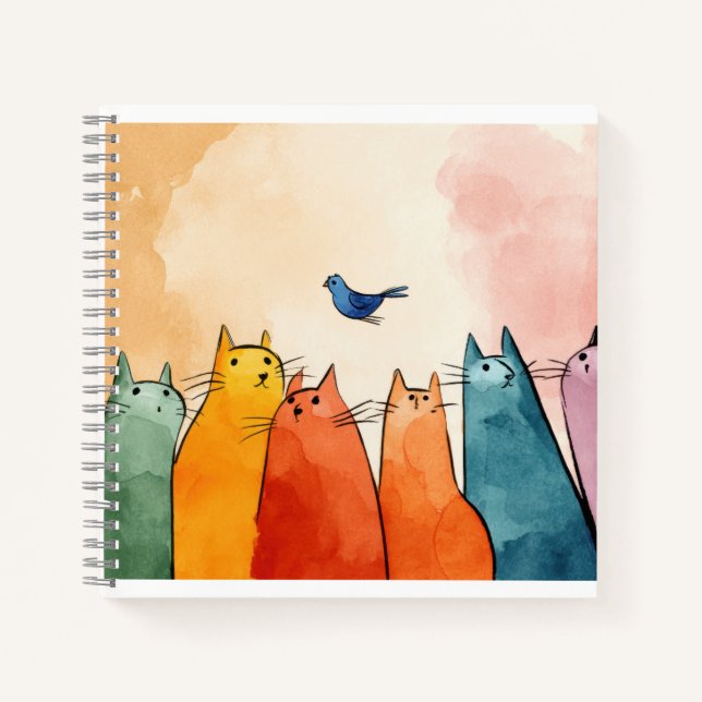 Focus Mode Cats – Funny Cat Quote Art Notebook (Front)