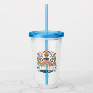 Focus on Kindness Groovy Graphic Acrylic Tumbler