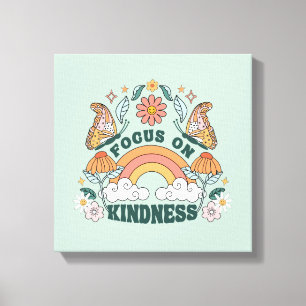 Focus on Kindness Groovy Graphic Canvas Print