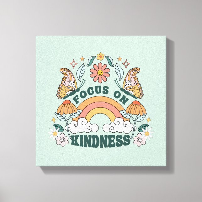 Focus on Kindness Groovy Graphic Canvas Print (Front)