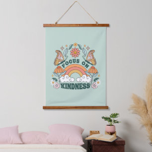 Focus on Kindness Groovy Graphic Hanging Tapestry