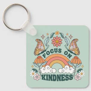 Focus on Kindness Groovy Graphic Key Ring