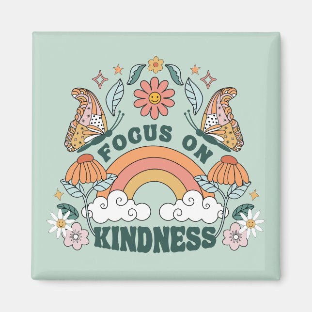 Focus on Kindness Groovy Graphic Magnet (Front)