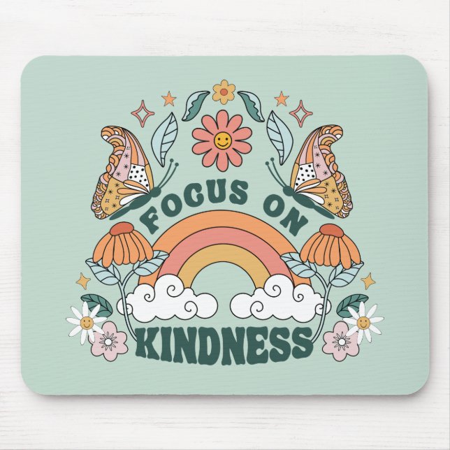 Focus on Kindness Groovy Graphic Mouse Mat (Front)