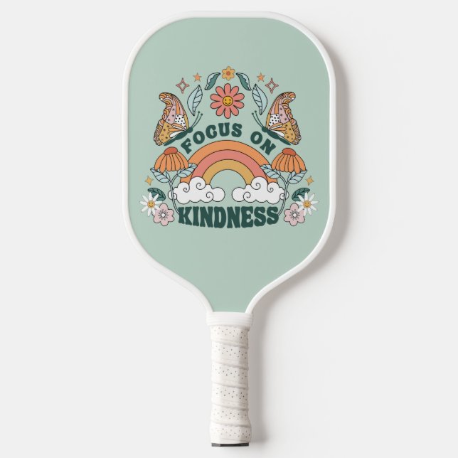 Focus on Kindness Groovy Graphic Pickleball Paddle (Front)