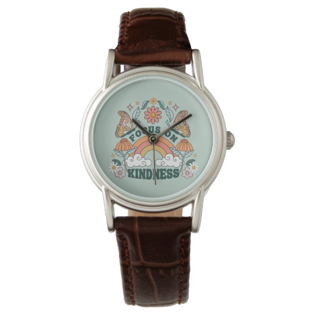Focus on Kindness Groovy Graphic Watch (Front)