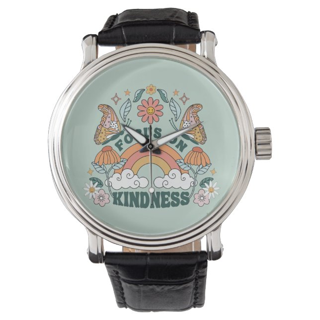 Focus on Kindness Groovy Graphic Watch (Front)