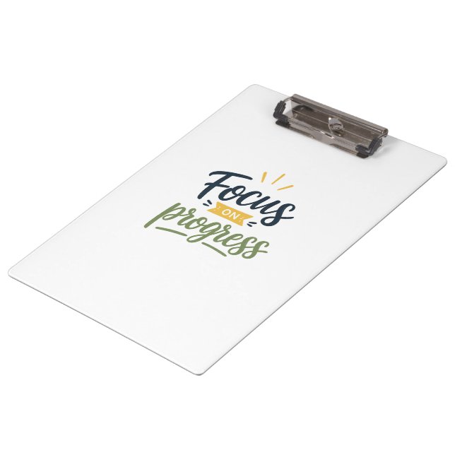 Focus On Progress Motivational Quote Typography Clipboard (Angled)