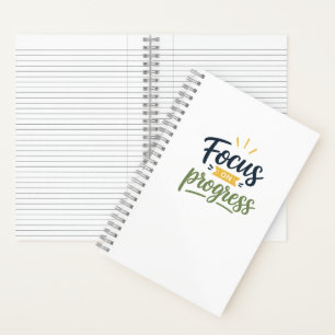 Focus On Progress Motivational Quote Typography Notebook