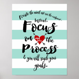 Focus on the Process Goal Inspiration Green Stripe Poster