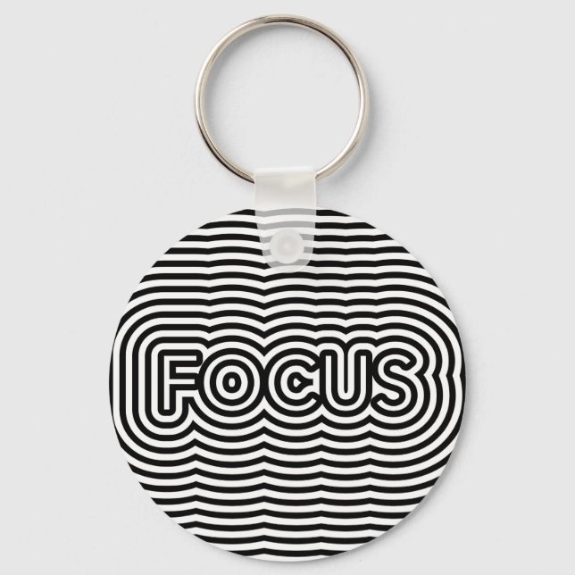 Focus optical illusion op art white lines key ring (Front)