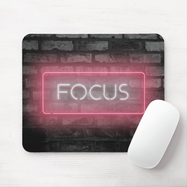 FOCUS Pink Neon Sign Mouse Pad (With Mouse)