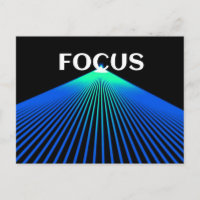 FOCUS postcard with green and blue lasers