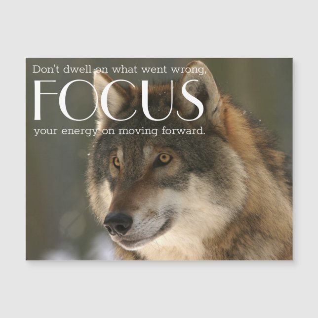 Focus Quote on Wolf Image Inspirational Magnet     (Front)