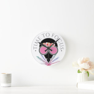 Focus Reminder Plague Doctor Pink Floral Mask Round Clock