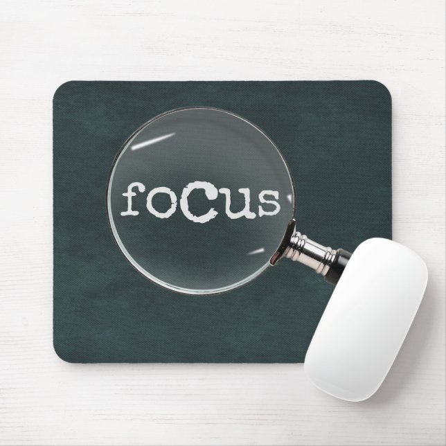 Focus Text Under Magnifying Glass Mouse Pad (With Mouse)