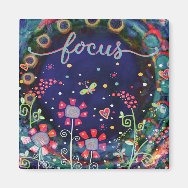 Focus Wildflowers Dragonfly Pretty Trendy Magnet (Front)