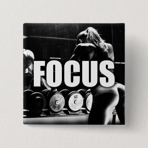 FOCUS - Women's Workout Motivational 15 Cm Square Badge