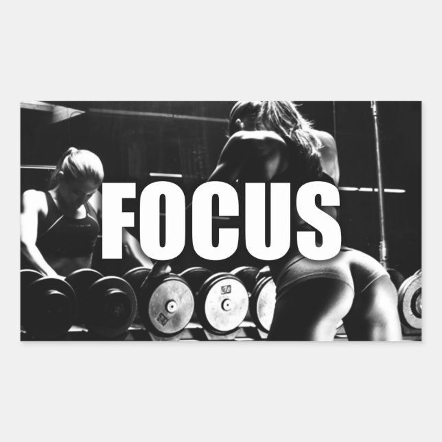 FOCUS - Women's Workout Motivational Rectangular Sticker (Front)