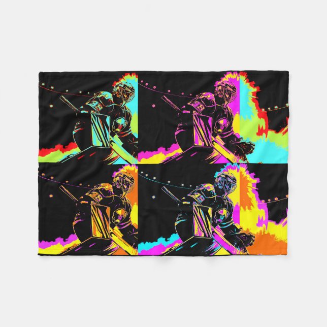 Focused and Ready - Ice Hockey Goalie Fleece Blanket (Front (Horizontal))