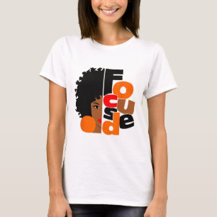 Focused Black Girl Melanin African American Art  T-Shirt