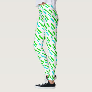 Focused Green Turquoise Blocks Abstract Leggings