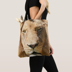 Focused Male Lion Tote Bag