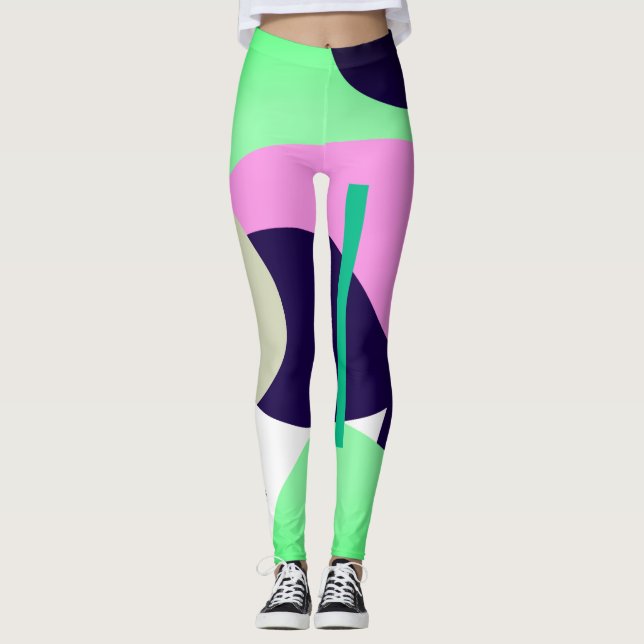 Focused Pastel Turquoise Abstract Art Leggings (Front)
