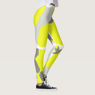 Focused Pastel Yellow Grey Abstract Art Leggings