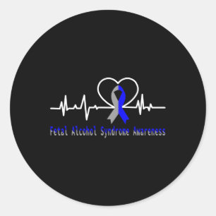 Foetal Alcohol Syndrome Awareness Heartbeat Suppor Classic Round Sticker