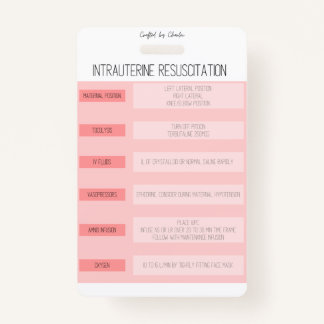 Foetal Monitoring Nurse Reference Badge ID Badge