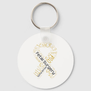 Foetal Surgery Spina Bifida Text Ribbon Key Ring