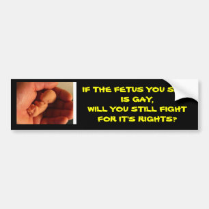 foetus, IF THE FETUS YOU SAVE IS GAY,WILL YOU Bumper Sticker