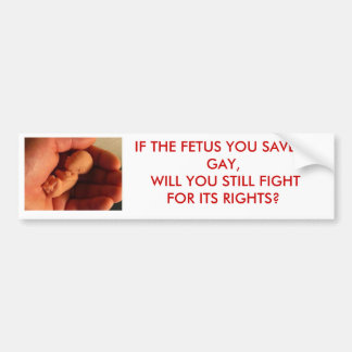 foetus, IF THE FETUS YOU SAVE IS GAY, WILL YOU Bumper Sticker