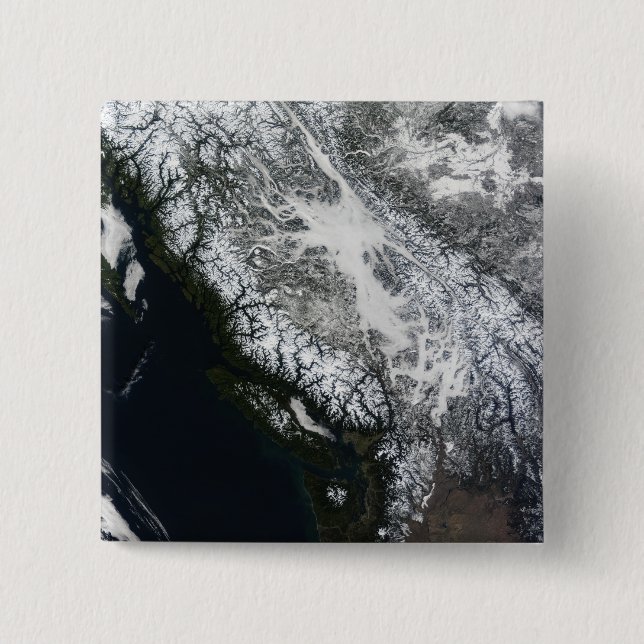 Fog and snow in British Columbia 15 Cm Square Badge (Front)