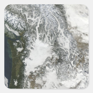 Fog and snow in the Pacific Northwest (true col Square Sticker