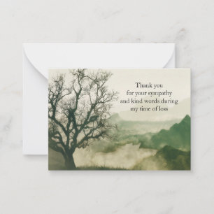 Fog And Tree On The Mountain Thank You Card