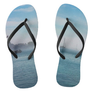 Fog At Mackinac Harbour Flip Flops