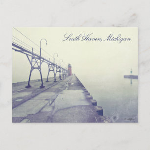 Fog Covered Pier South Haven Michigan Lighthouse Postcard