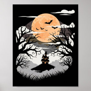 Fog Darkness Trickery Vintage Halloween Scene - Sp Poster