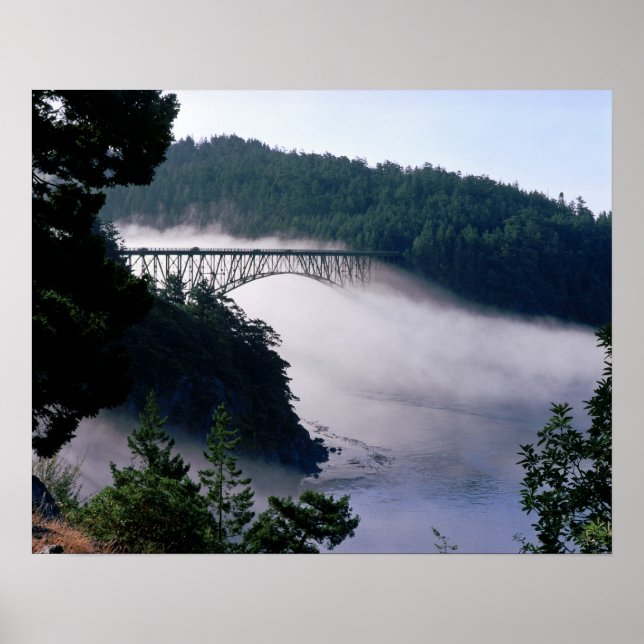 Fog drifts under the Deception Pass bridge at Poster (Front)