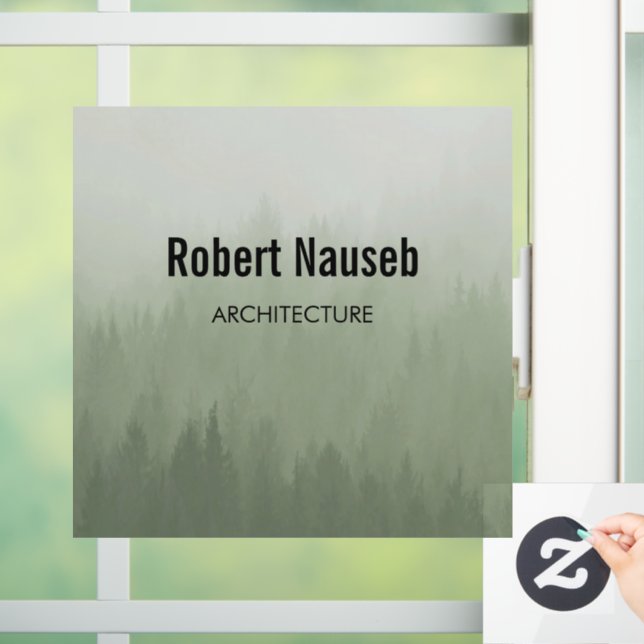 Fog forest architecture grey window cling (Home)