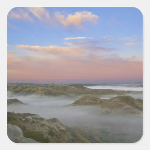 Fog from the Little Missouri River hangs in the Square Sticker