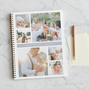Fog Grey Stripe Personalised Photo Collage Notebook