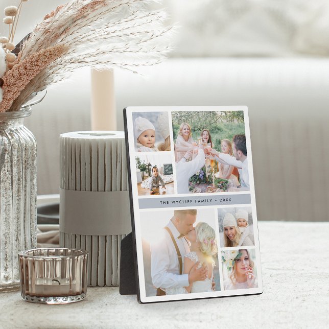 Fog Grey Stripe Photo Collage Plaque (Creator Uploaded)