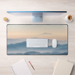 Fog layers, hills and mountains desk mat