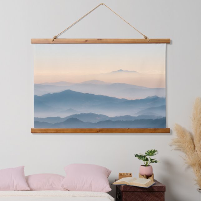 Fog layers, hills and mountains hanging tapestry (Bedroom)