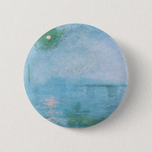 Fog on the Thames (by Claude Monet) 6 Cm Round Badge