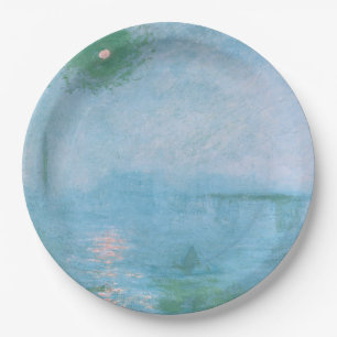 Fog on the Thames (by Claude Monet) Paper Plate