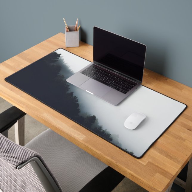 Fog over forest diagonal layers desk mat (Office 2)